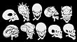 10 MINI-SKULLKING AIRBRUSH STENCILS SET Template-Skull