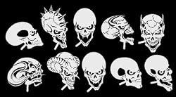 10 MINI-SKULLKING AIRBRUSH STENCILS SET Template-Skull