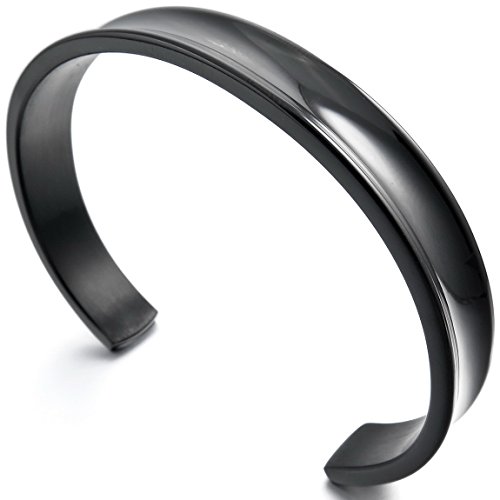 Men,Women's Stainless Steel Bracelet Bangle Cuff Black Polished