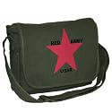Army green canvas mens Shoulder BAG  tote with red army star print