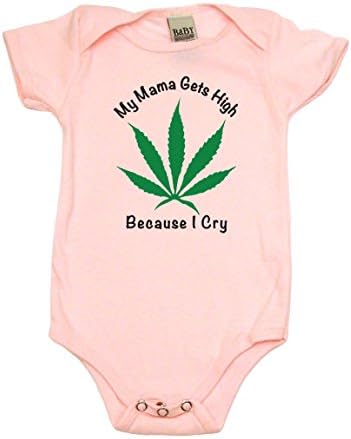 My Mama Gets High on Baby Girl One Piece, 3-6 mo, Light Pink