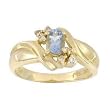 14K Yellow Gold Aquamarine and Diamond Ring