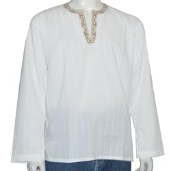 Mens Embroidered Kurta Casual Cotton Shirt India Chest 44 inches (gsk588a)