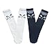 JiaDuo Kids Girl Cotton School Socks Cat Face Knee High Tube Sock Pack of 2