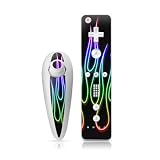 Rainbow Neon Flames Design Nintendo Wii Nunchuk + Remote Controller Protector Skin Decal Sticker