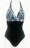 Marsol Missy/Junior 1PC Mock Bikini Swimsuit in Black/Lace Print Sizes 30(6) - 36(12). One Piece Front/Two Piece Back