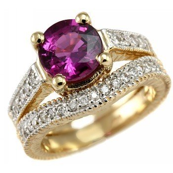 Gorgeous 2.55ct Pink Sapphire & Diamonds 14k Yellow Gold Engagement Ring Set