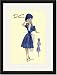 Black Framed/Matted Print 17x23, Summer Polka-Dot Dress and Hat