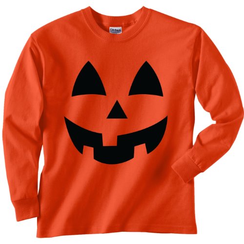 Youth Jack-O-Lantern Halloween Long Sleeve T-Shirt in Orange