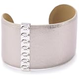 ELLE Metallic Amulet Leather Cuff With Sterlin