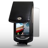 SAMSUNG S5620 MONTE BLACK SOFT LEATHER FLIP CASE WITH SCREEN PROTECTOR BY CELLAPOD CASES