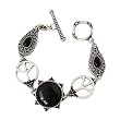 Black and Silver Burnished Peace Bracelet Fashion Jewelry