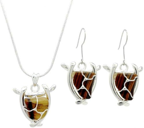 Natural Tiger's Eye Stone Triangle Shaped Drop Earrings & Necklace Set - Birthstone Jewellery, Unique Gift