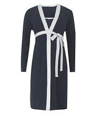 M2b Navy and White Spot Nightdress and Robe Set