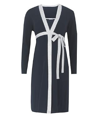 M2b Navy and White Spot Nightdress and Robe Set M2b Navy and White Spot Nightdress and Robe Set