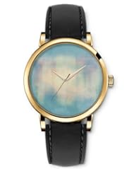 SPRAWL Aanalog Fashion Series Gold Ladies Watches of Genuine Black Leather Strap,Unique Wrist Watch for Women Girls Designed with Blurred Landscape