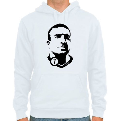 Kapuzensweater Eric Cantona ::: Farbauswahl: skyblue oder weiß ::: Größen: M-XL ::: Fußball-Kult