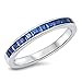 Oxford Diamond Co Simulated Blue Sapphire Princess Cut Eternity Band .925 Sterling Silver Ring Size 4-11