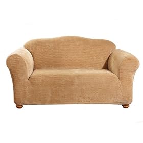 Stretch Royal Diamond Loveseat Slipcover - Gold
