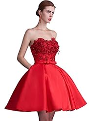 A-line Strapless Short Fitted  Beaded Lace-Up Satin Mini Dress  With a Bow(s)