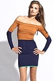 IMAGE OF Grey Antics - Women's No Shoulder Dress (Tan Combo)