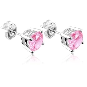 Sterling Silver 4 MM Round Peridot Cubic Zirconia Stud Post Friction Back Earrings