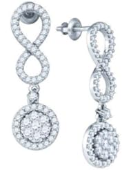1.31 cttw 10k White Gold Infinity Drop Earrings Diamond Infinity Drop Earrings Flower Dangle Earrings Bridal Chandelier Earrings Infinity Dangle Earrings (Real Diamonds: 1.31 cttw)