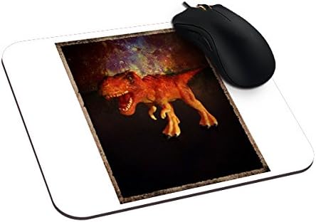 Refiring Orange Toy T Rex Dinosaur In Space Mouse Pad