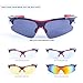 RIVBOS 802 Polarized Sports Sunglasses with 5 Set Interchangeable Lenses for Cycling