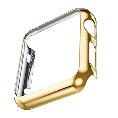 Apple Watch Case, Tomplus [Ultra-Thin] [Newest] Apple Watch PC Plated Cover Case Slim Premium Super / Exact Fit / Plastic Cover Snap On Hard Protective Case for Apple Watch (PC Case Gold 42mm)