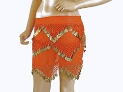 ORANGE HIP SCARF BELLY DANCE COSTUME WRAP BELT COIN