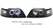 1999-2004 (99 00 01 02 03) FORD MUSTANG DUAL HALO BLACK HOUSING PROJECTOR HEADLIGHT