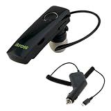 iKross Wireless Bluetooth Handsfree Headset + Micro USB Car Charger for LG Optimus Elite LS696, Viper 4G LTE LS840, Lucid VS840, Rumor Reflex LN272; Samsung Focus 2 SGH-I667, Galaxy S III i9300 (Global Version), Galaxy S II Skyrocket HD i757