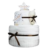 今治タオル おむつケーキ ウォッシュ＆バスタオル付き 白銀(白) わんこ パンパースパンツＬサイズ [ 出産祝い 内祝い ] 日本製