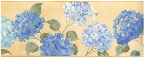 Blonder CC4440B Blue Nels Hydrangeas Wallpaper Border, Yellow