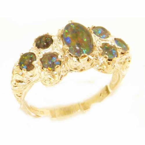 Solid English Yellow Gold Womens Large Opal Triplet Art Nouveau Ring - Finger Sizes 5 to 12 Available