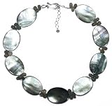Sterling Silver Black Shell & labradorite Necklace, 16-18