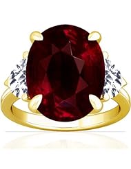 14K Yellow Gold Oval Cut Ruby Three Stone Ring