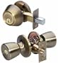 Master Lock TUCO0605 Tulip Entry Door Knob and Keyed Alike Single Cylinder Deadbolt, Antique Brass