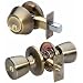 Master Lock TUCO0605 Tulip Entry Door Knob and Keyed Alike Single Cylinder Deadbolt, Antique Brass