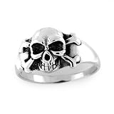 Sterling Silver Skull and Cross Bones Ring - Sizes 9 to 14
