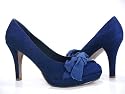 Rockabilly Navy Blue Pumps w/ Bows Sexy Heels