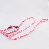 Durable Adjustable Lovely Nylon Pet Small Dog Puppy Cat Collar Lead Leash Harness Rope (Pink)