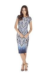 Scuba/Knit General Print Jeweled Midi Dress 