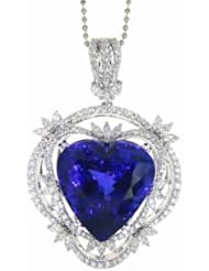 18K White Gold Tanzanite and Diamond Heart-Shaped Pendant -- LIFETIME WARRANTY