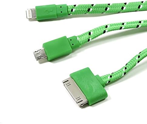 Charging Cable, Techoland 3 in 1 Multi USB Charger Micro Lightning Connector for iPhone 6, Plus 5s 5c 4S, iPad Air 2 mini 2 3, Galaxy S4 S3, LG G3, Nexus, HTC One, Portable Charger and More (Green)