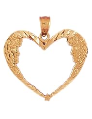Dazzlers Solid 14k Gold Faces Heart Charm Pendant Available in three colors from jewelsberry (weights: 1.2 grams only)