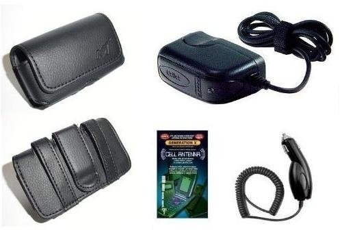 Cell Phone Accessories Bundle for AT&T Samsung Propel A767 (Includes; Premium Leather Side Carry Case, Rapid Car Charger, Home Wall Charger, Generation X Antenna Booster)