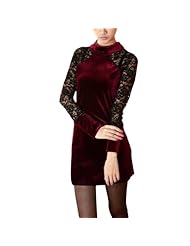 Lace Velvet Long Sleeves Prom Dress 