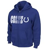 NFL Indianapolis Colts Touchbck III Full Zip Jacket Adult Long Sleeved Fullzip Hooded Fleece, Stadium Blue, X-Large